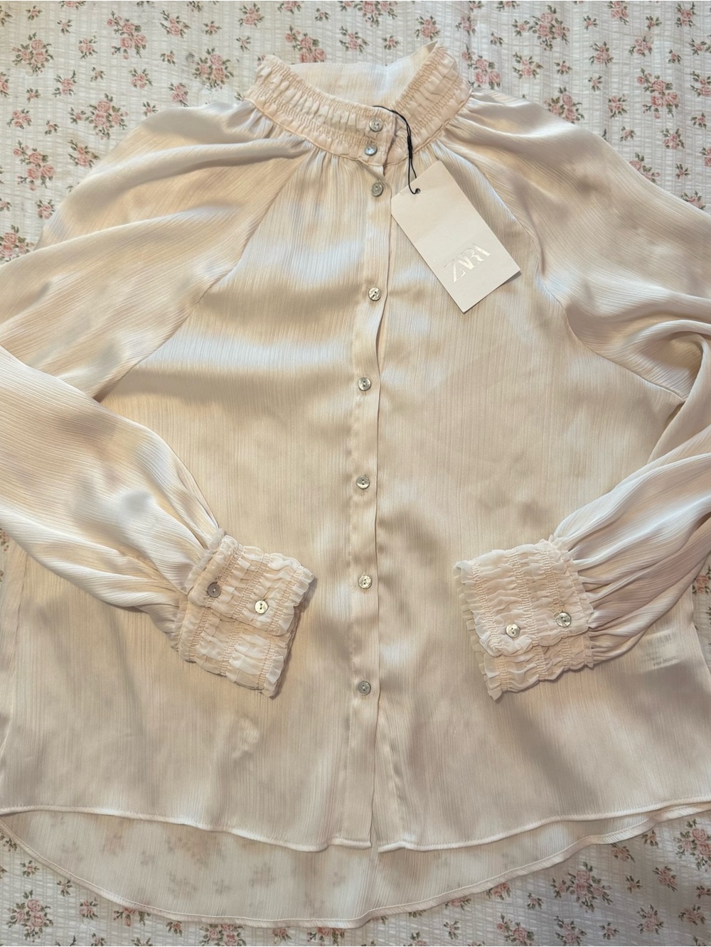 NWT Zara satin button up